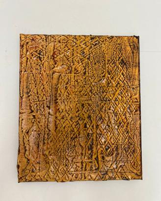 Quadro astratto materico ocra stucco e acrilico