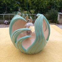 Lampada da tavolo in gesso, dipinta a mano abat jo