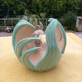 Lampada da tavolo in gesso, dipinta a mano abat jo