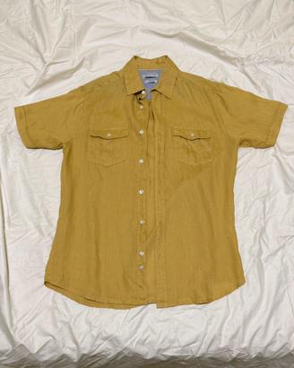 Camicia Lino Maniche Corte Cotton & Silk Senape M