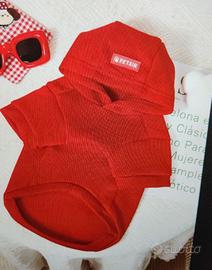 Felpa con Cappuccio Rossa Petsin per Cane - xs