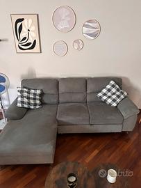 Divano letto con penisola grigio