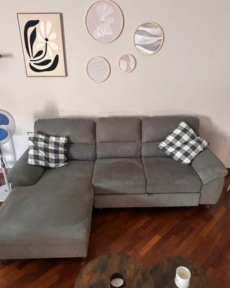 Divano letto con penisola grigio
