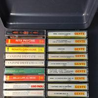 Lotto 22 musicassette musica italiana + box
