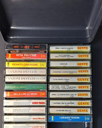 Lotto 22 musicassette musica italiana + box