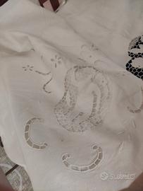 lenzuolo puro cotone lino con ricamo