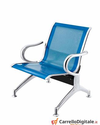 Panca per sala attesa 1 posto in acciaio Blu