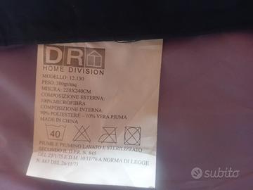 piumone microfibra e piuma d'oca. 