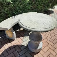 TAVOLO ROTONDO CON PANCA IN PIETRA PIENA