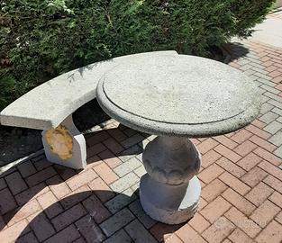 TAVOLO ROTONDO CON PANCA IN PIETRA PIENA