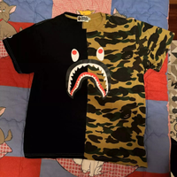 Maglietta Bape T-shirt verde camo nera bicolore