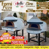 Forno pizza 4 pizze 90cm completo + bruciatore gas