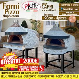 Forno pizza 4 pizze 90cm completo + bruciatore gas