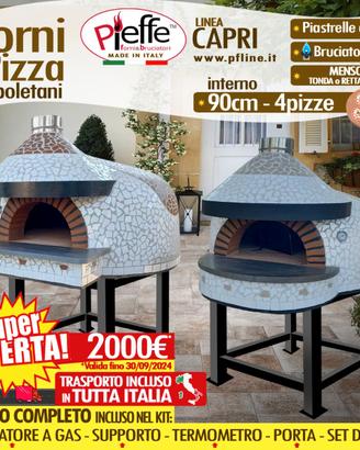 Forno pizza 4 pizze 90cm completo + bruciatore gas