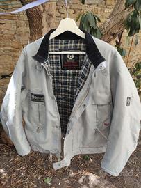 Belstaff Giacca Moto Uomo Grigia Fodera a Quadri
