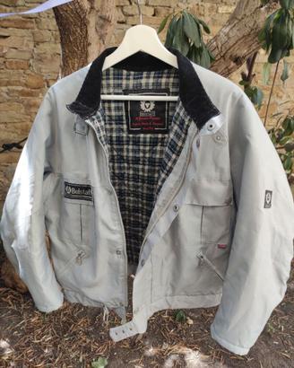 Belstaff Giacca Moto Uomo Grigia Fodera a Quadri