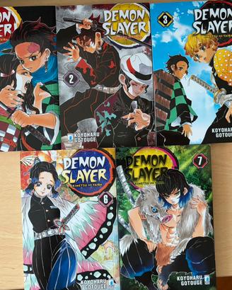 Manga Demon Slayer numeri 1-2-3-6-7