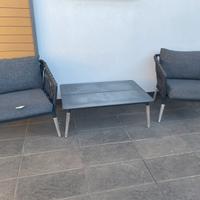 Set tavolino e due poltrone da esterno