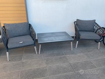 Set tavolino e due poltrone da esterno