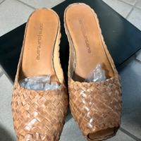 Sandali vintage pelle intrecciata marrone n.39