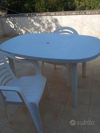 tavolo in resina + 2 sedie da giardino 