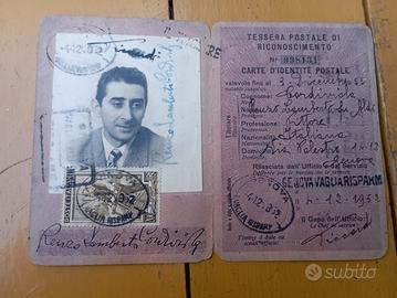 Vecchia carta d'indentità postale 1953
