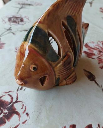 porta candela pesce ceramica 