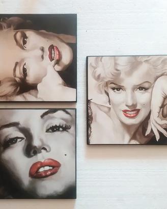 3 Quadri Stampa Su Legno Marilyn Monroe TOPARTSHOP