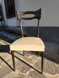 6 sedie legno e pelle anni '50/'60