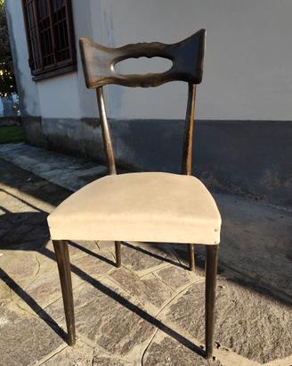 6 sedie legno e pelle anni '50/'60