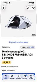 Tenda campeggio quecha fresh and black