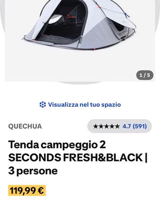 Tenda campeggio quecha fresh and black