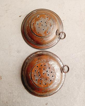 2 Antiche Schiumarole/Scolapasta in Rame
