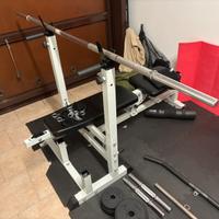 Panca piana, bilanciere, manubri, dischi