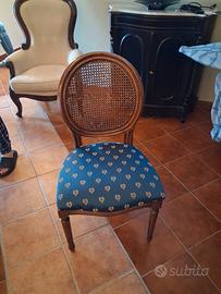4 sedie in legno e seduta blu