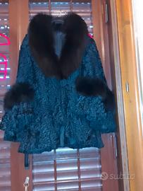 Pelliccia Astrakan collo e polso volpe 