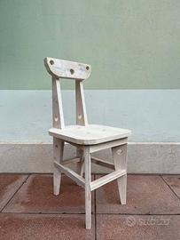 Sedia in Legno bianca  - Artigianato Fatto a Mano