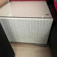 Tavolino ratan bianco 55x55