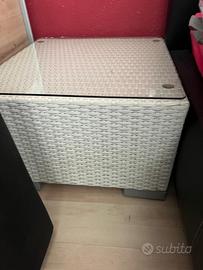 Tavolino ratan bianco 55x55
