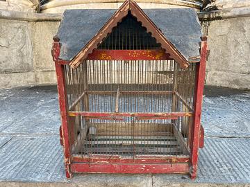 Grande gabbia in ferro e legno francese primi 900