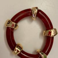 Bracciale in plastica col. bordeaux e dorato