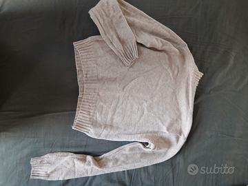 Maglione cropped nocciola/beige a collo alto