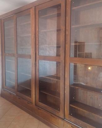 libreria in abete 4 ante scorrevoli vetro 4 casset