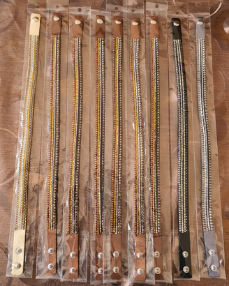 Bracciali cuoio donna 9 pz