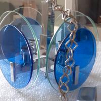 Lampadario anni 70 cromato con dischi di vetro