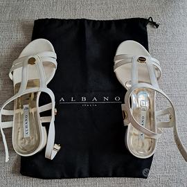 Sandali bianchi Albano in cuoio e pelle da donna