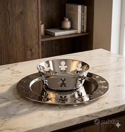 Set Alessi "Girotondo" – Vassoio e Ciotola Acciaio