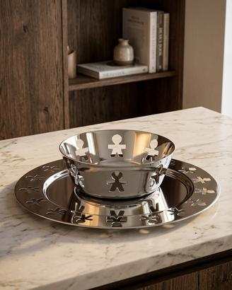 Set Alessi "Girotondo" – Vassoio e Ciotola Acciaio