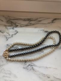 Collana perle bianche e nere