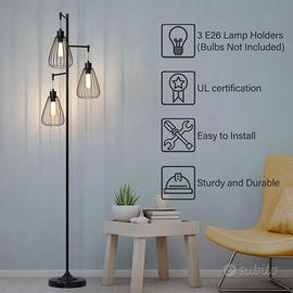 NUOVA Lampada da Terra Vintage con 3 portalampada